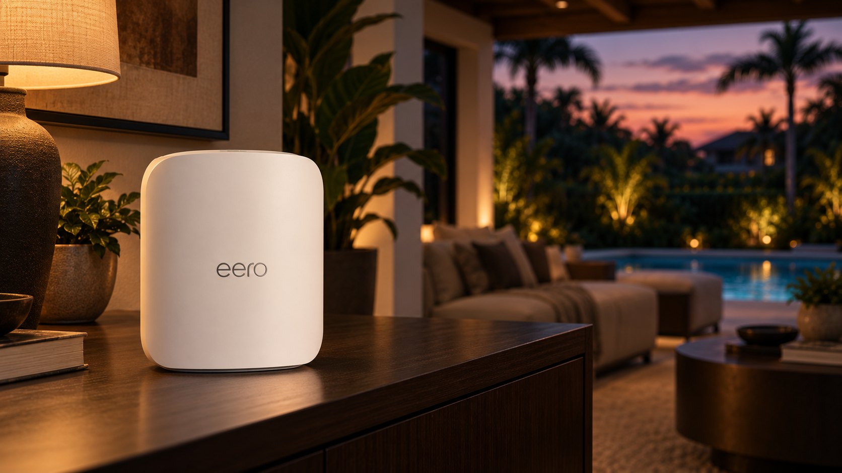 eero mesh coverage in a Southwest Florida home opening to the lanai